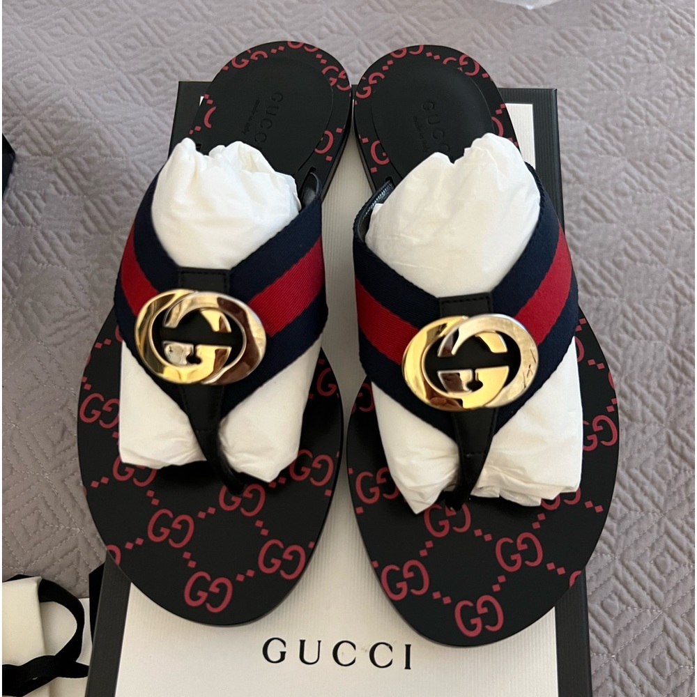 Gucci GG Thong Web Sandals